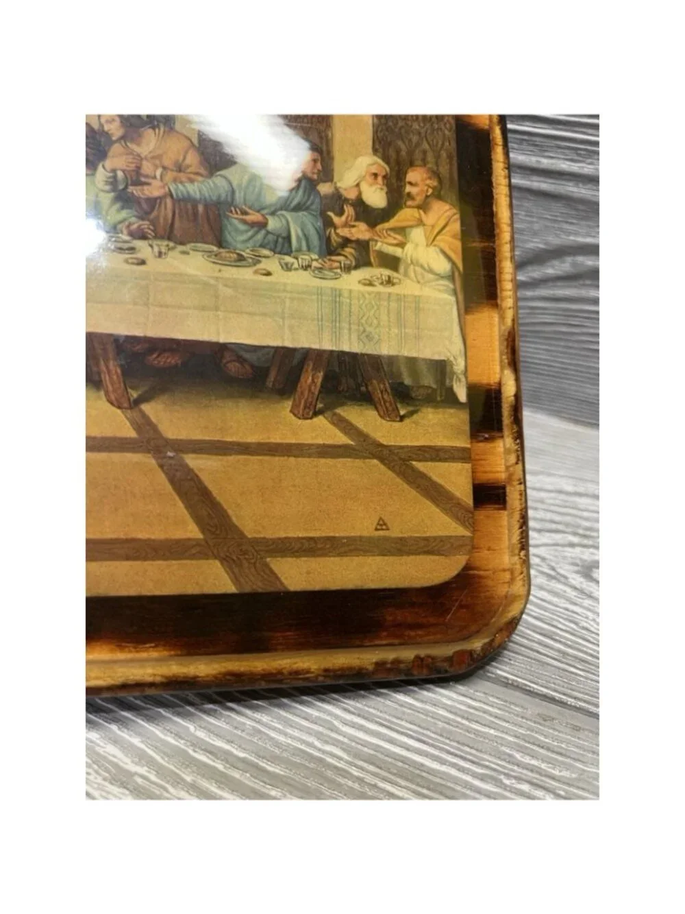 The Last Supper Wood Lacquered Wall Hanging Vintage Jesus Religious Picture